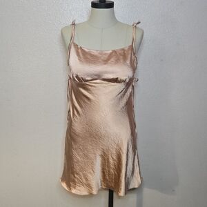 Elegant Satin Slip Dress - Rose Gold